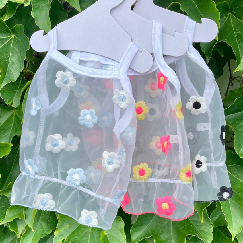 奢華花朵刺繡透視背心