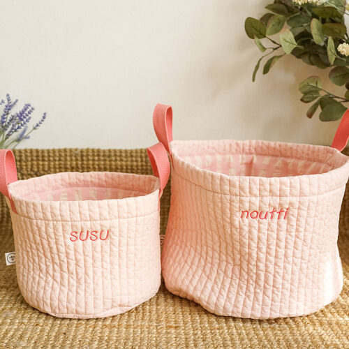 Pink Check Toy Basket